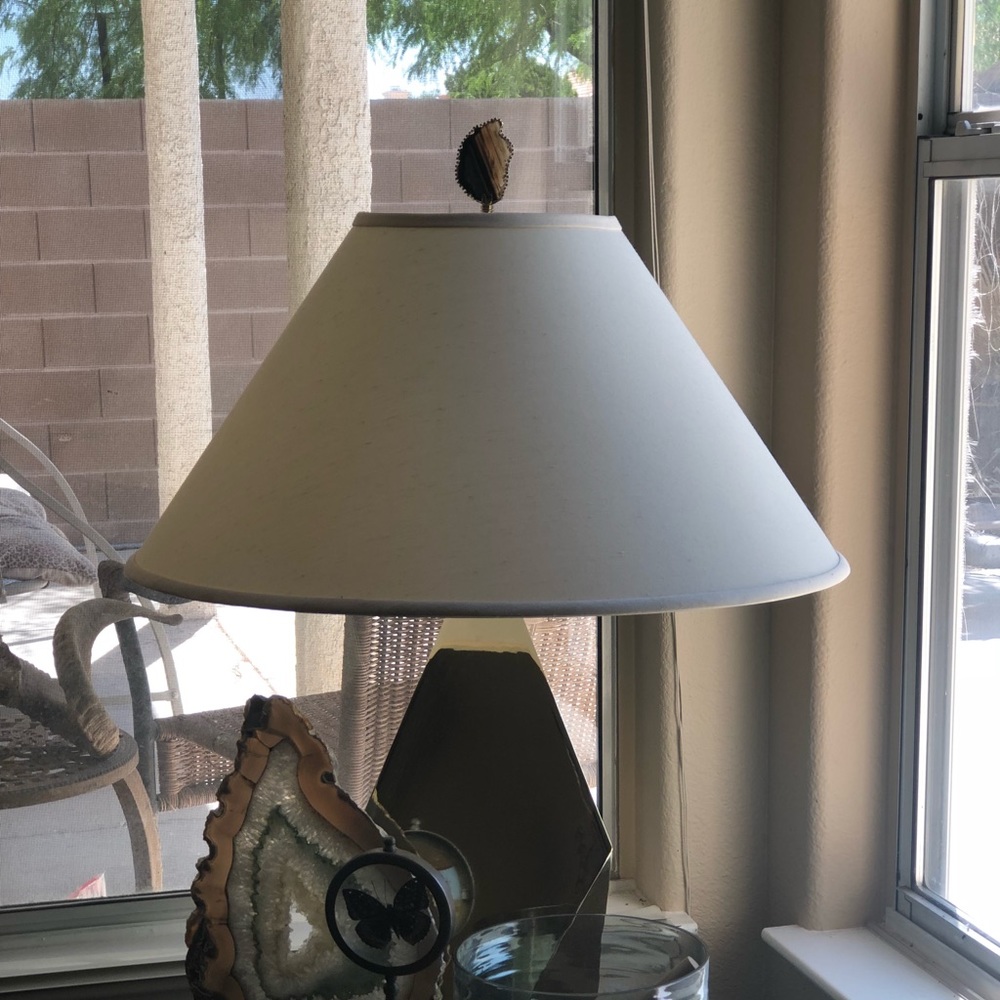 2 Rhinestone Gold Trim Brown Agate Lamp Finials - Picture 6 of 6